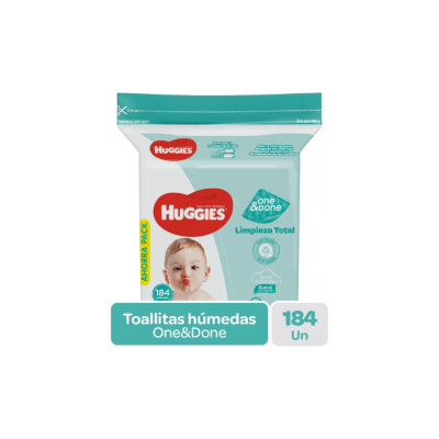 TOALLAS HÚMEDAS ONE & DONE REPUESTO 184 UNIDADES HUGGIES