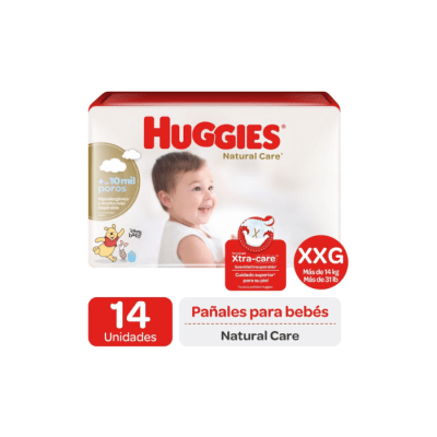 PAÑAL DE BEBÉ NATURAL CARE TALLA XXG PAQUETE DE 14 UNIDADES HUGGIES1