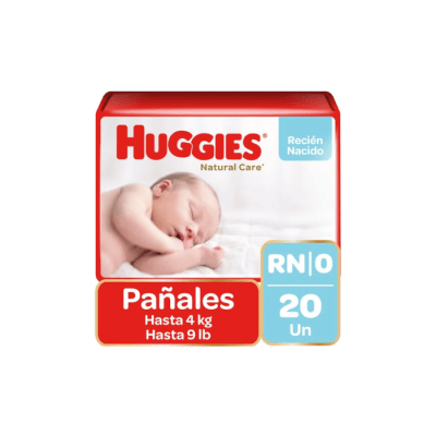 PAÑAL DE BEBÉ RECIÉN NACIDO PAQUETE DE 20 UNIDADES HUGGIES