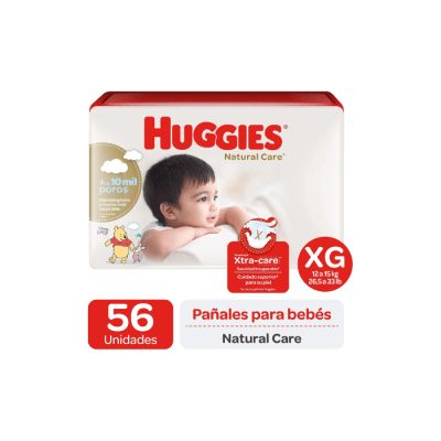PAÑAL DE BEBÉ NATURAL CARE TALLA XG PAQUETE DE 56 UNIDADES HUGGIES1