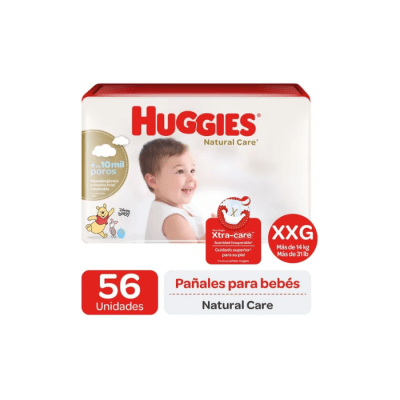 PAÑAL DE BEBÉ NATURAL CARE TALLA XXG PAQUETE DE 56 UNIDADES HUGGIES1