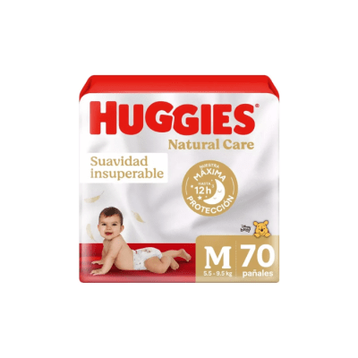 PAÑAL DE BEBÉ NATURAL CARE TALLA M PAQUETE DE 70 UNIDADES HUGGIES1