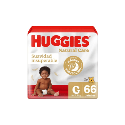 PAÑAL DE BEBÉ NATURAL CARE TALLA G PAQUETE DE 66 UNIDADES HUGGIES1