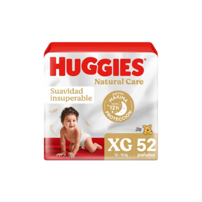 PAÑAL DE BEBÉ NATURAL CARE TALLA XG PAQUETE DE 52 UNIDADES HUGGIES1