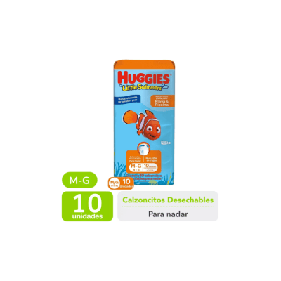 CALZONCITOS DESECHABLES PARA NADAR LITTLE SWIMMERS TALLA M/G PAQUETE DE 10 UNIDADES HUGGIES