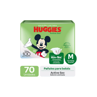 PAÑAL DE BEBÉ ACTIVE SEC TALLA M PAQUETE DE 70 UNIDADES HUGGIES