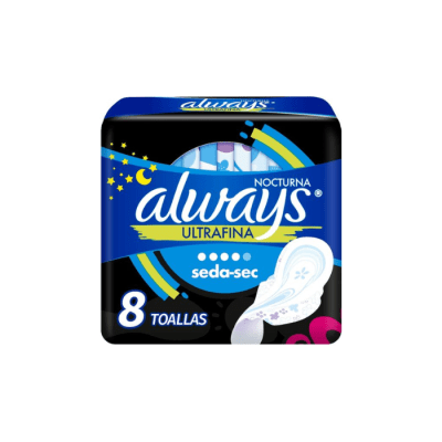 TOALLA HIGIÉNICA NOCTURNA ULTRA FINA PACK 8 UN ALWAYS1