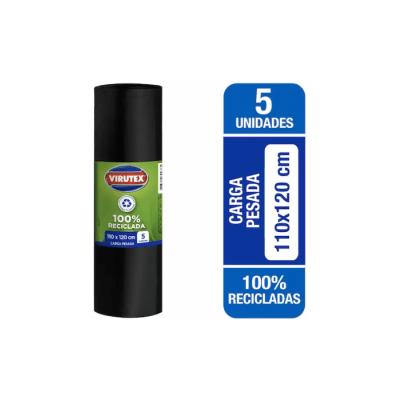 BOLSA DE BASURA CARGA PESADA 110X120 CM PAQ X5 UN VIRUTEX1