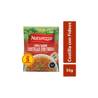 SOPA EN SOBRE SABOR COSTILLA FIDEO 55 GRS NATUREZZA