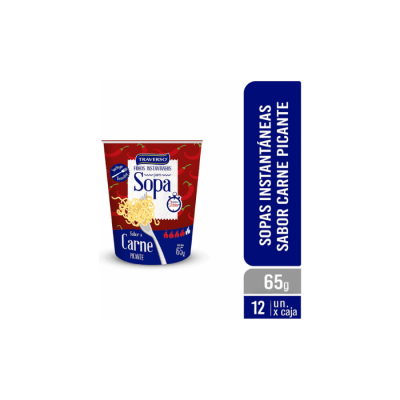 SOPA INSTANTÁNEA CON FIDEOS SABOR CARNE PICANTE 65 GRS TRAVERSO1