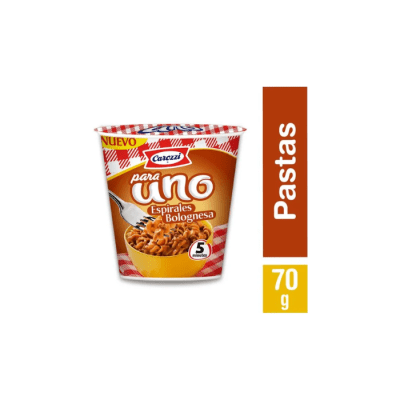 FIDEO PARA UNO SABOR ESPIRALES BOLOGNESA 70 GRS CAROZZI