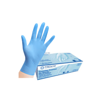 GUANTES DE EXAMINACIÓN NITRILO AZUL LIBRE DE POLVO TALLA L CAJA X100 UN TRESOR1