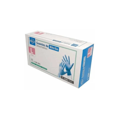 GUANTES DE NITRILO SIN POLVO TALLA L CAJA X100 UN HEILE1