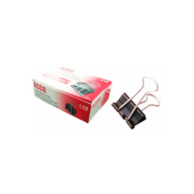 APRETADOR DOBLE CLIP METÁLICO 19 MM CAJA DE 12 UN COLOR NEGRO ACCO