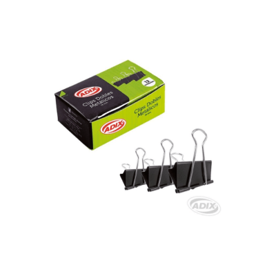 APRETADOR DOBLE CLIP METÁLICO 51 MM CAJA DE 12 UN COLOR NEGRO ADIX