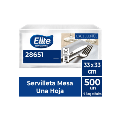 SERVILLETAS DESECHABLES DE MESA HOJA SIMPLE X500 UN ELITE PROFESSIONAL1
