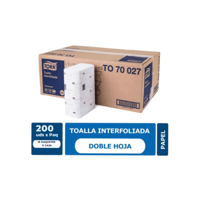 TOALLA DE PAPEL INTERFOLIADA ADVANCED DOBLE HOJA X200 UN TORK