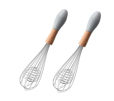 JUEGO DE 2 BATIDORES DE HUEVO CON MANGO DE MADERA