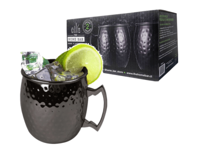 CAJA 2 MUGS NEGROS MARTILLADOS