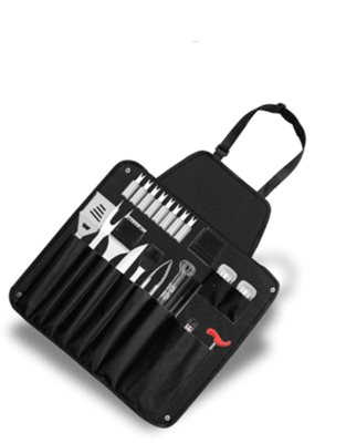 SET DE BBQ 26 PIEZAS EN BOLSA DELANTAL