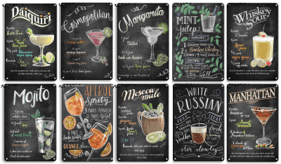 CARTELES METAL VINTAGE COCTAILS1