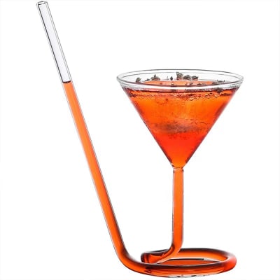 SET 2 COPAS MARTINI C/BOMBILLA DE VIDRIO