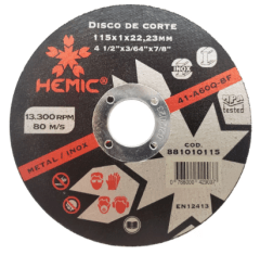 Disco de Corte Inox Hemic 4 1/2 x 1 | 881010115