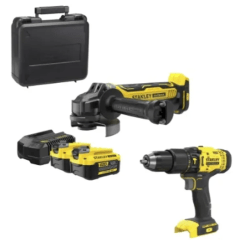 Kit Stanley Esmeril + Taladro 20V 2Bat4Ah Inalambrico 0