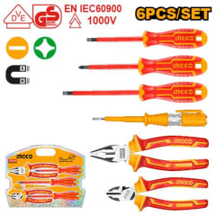 Juego Destornilladores Ingco 6PCS Alicate y Destornillador 1000w | HKIST3061
