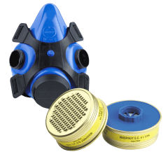Mascara de Respiracion Masprot M1.2 Sky Blue + Filtro de Respiracion Masprot MGV 1A (Gases)