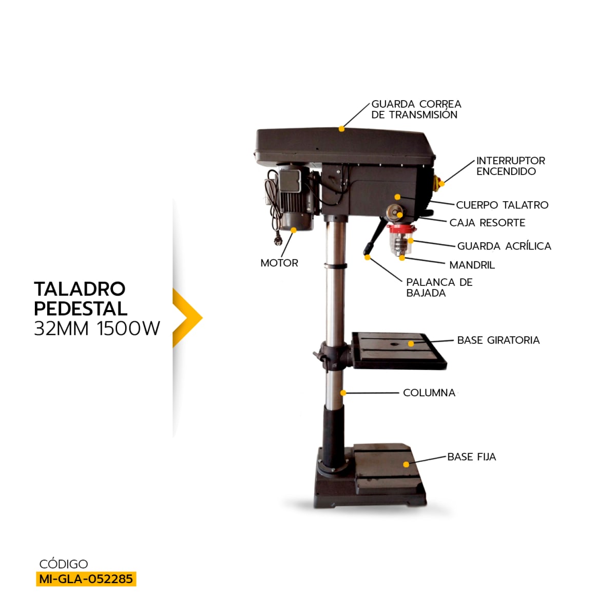 Taladro de Pedestal Gladiator 32mm 1500w | TC9326