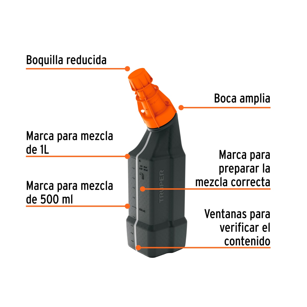 Bidon Mezclador Bencina Aceite Truper 1L | BOME-12