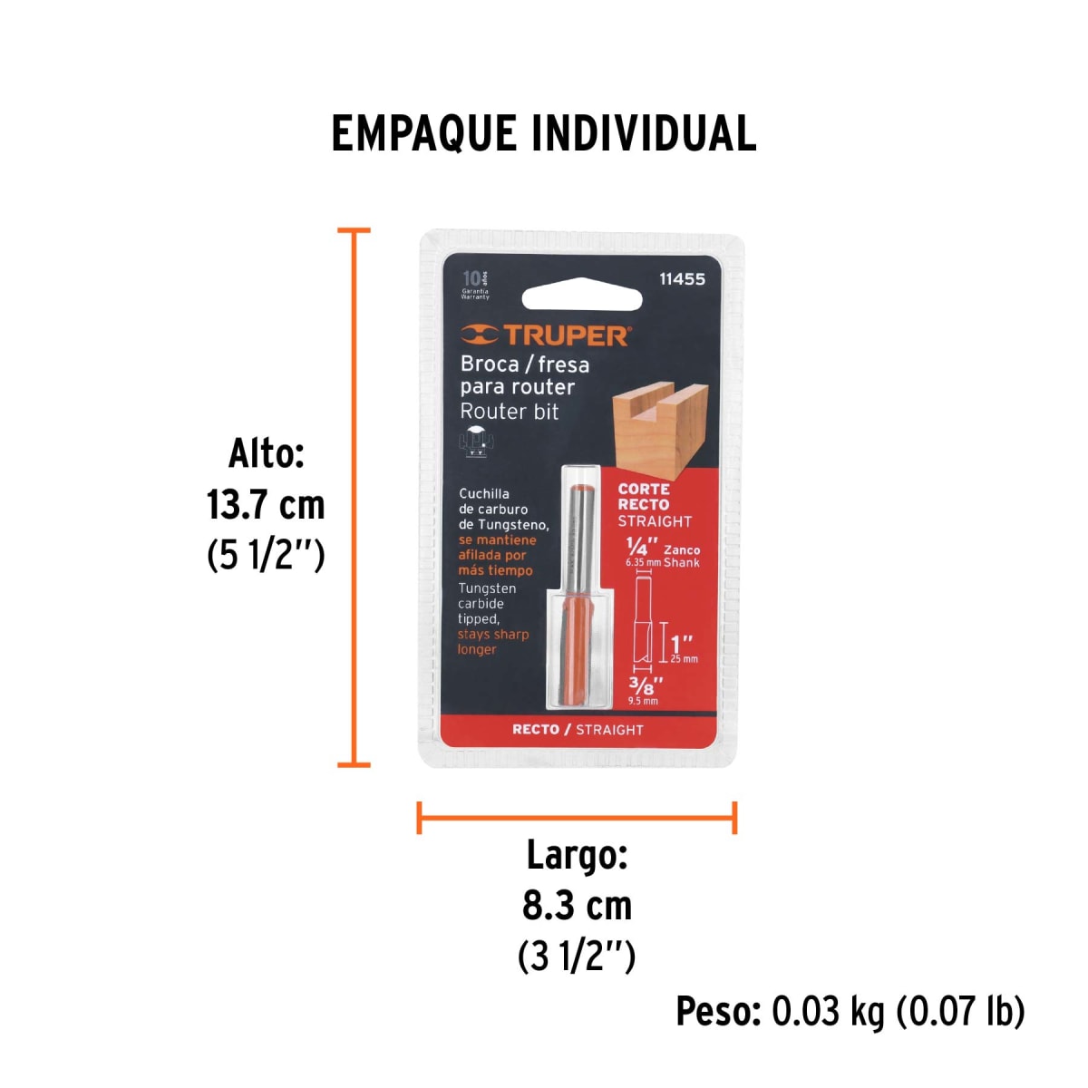 Fresa para Router Truper 3/8