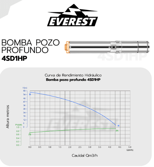 Bomba de Agua Everest Pozo Profundo 1HP 4