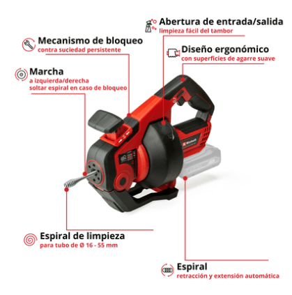 Limpiador de Drenaje Inalambrico Einhell | TE-DA 18/760 Li3