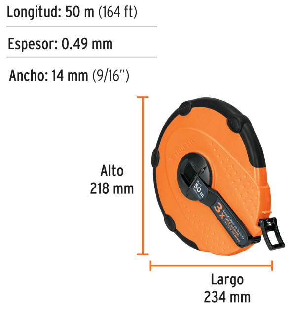 Cinta Metrica Truper 50 Metros Fibra de Vidrio | TP50ME3