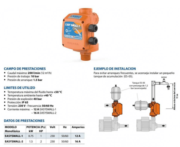 Controlador de Presion Pedrollo Easy Small 1.5HP | IP 652