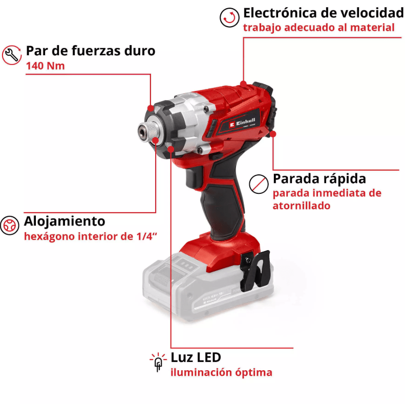 Atornillador Inalambrico Einhell 18V Impacto 180Nm | TE-CI 18 Li2