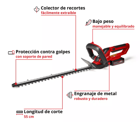 Corta Seto Inalambrica Einhell 18V + 1Bat 2.5Ah | GC-CH 1855/1 Li KIT2