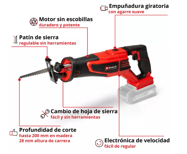 Sierra Sable Einhell Inalambrica 18V | TE-AP 18/28 Li Sola2