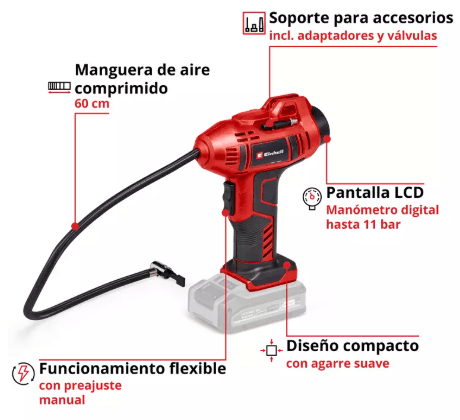 Compresor de Aire Einhell Inalámbrico 18V | CE-CC 18 LI-SOLO1