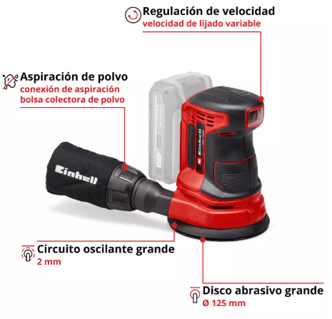 Lijadora Orbital Inalambrica Einhell 18V | TE-RS 18 Li1