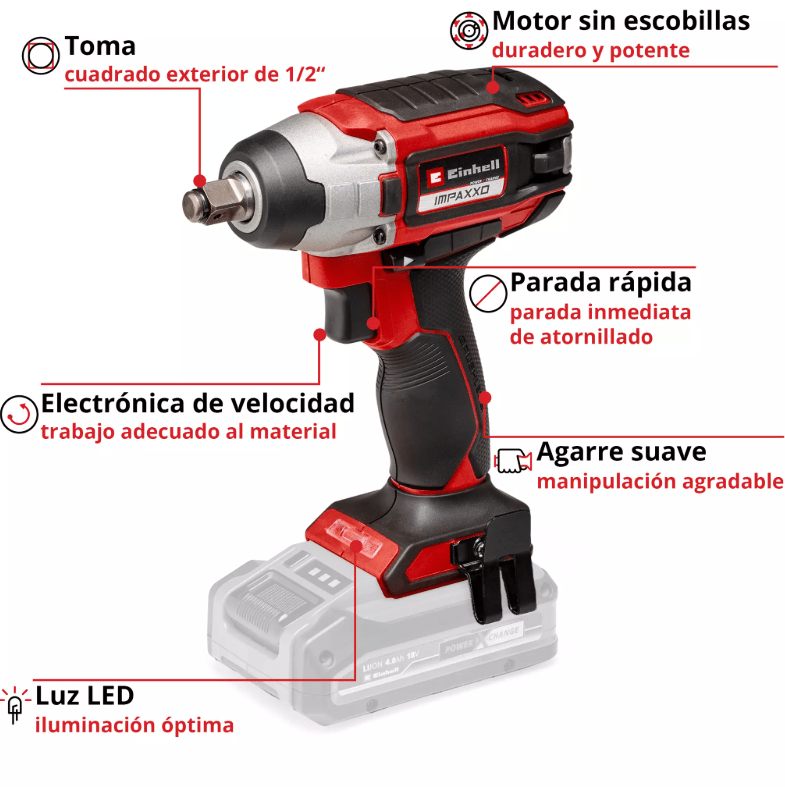 Llave de Impacto Inalambrico Einhell 18V 230Nm SIN BATERIAS | IMPAXXO 18/2302