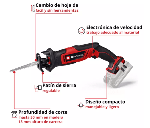 Sierra Sable Einhell Inalambrica 18v | TE-AP 18/13LI-SOLO2