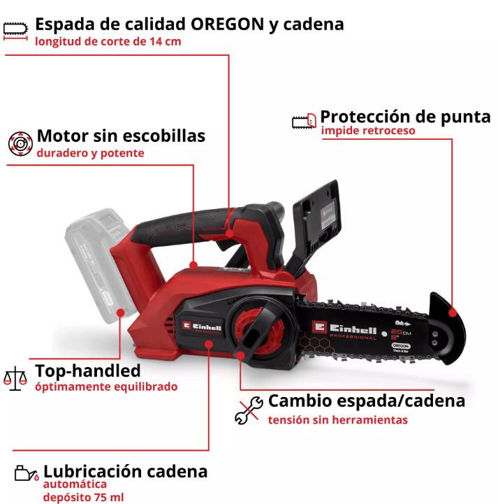 Motosierra Einhell Inalámbrica 18V SIN BATERIAS | Fortexxa 18/20 TH 2