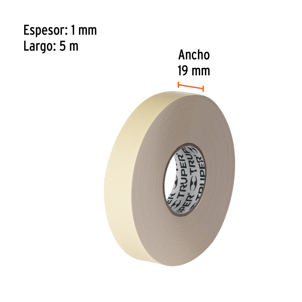 Cinta Doble Contacto Truper 19mm x 5m | CDC-19502