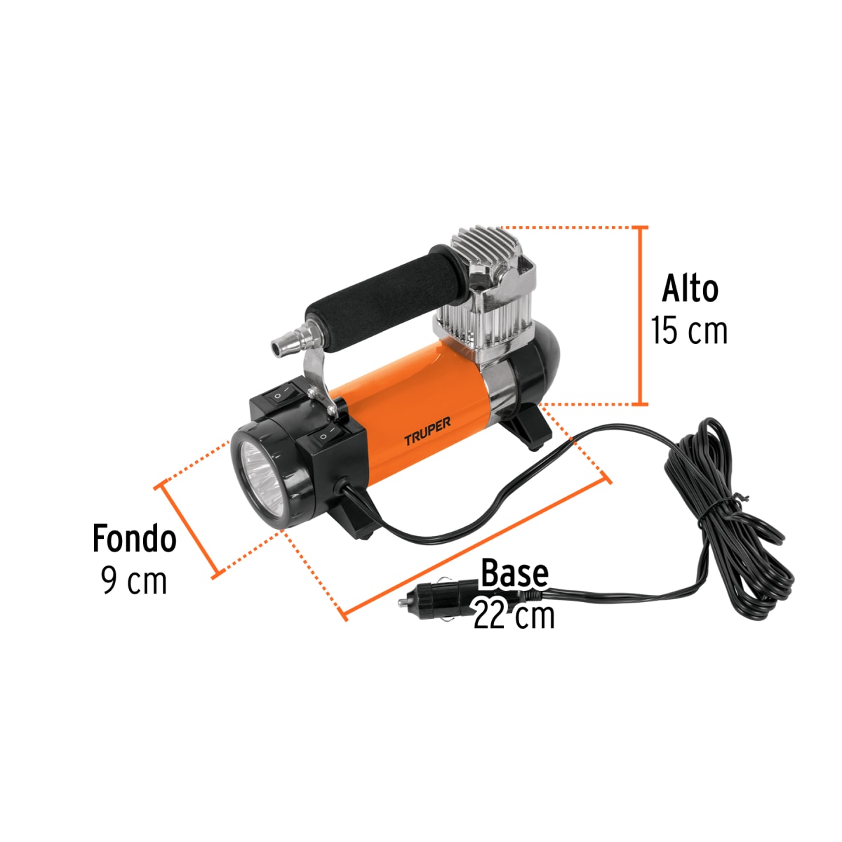 Compresor De Aire Truper Auto 12v Con Linterna | COMP-124