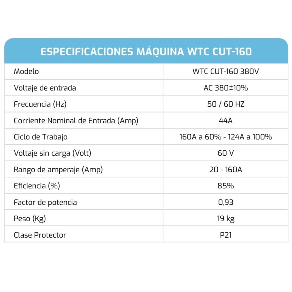 Cortadora de Plasma Weltec 50mm 380V 160amp3