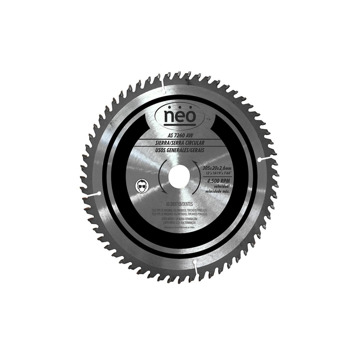Disco de Corte Neo Madera 12 x 60D | AS 7260 AW1
