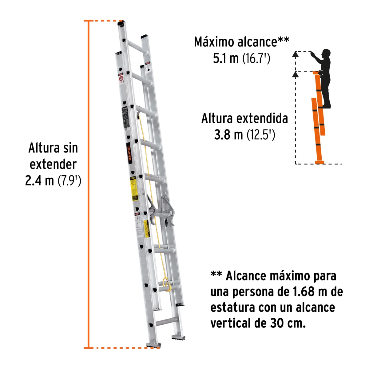 Escalera Truper Extensible x16 Peldaños | 160262